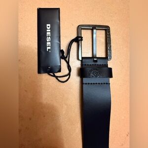 Diesel Black Leather Belt with Branded Buckle(brand new)